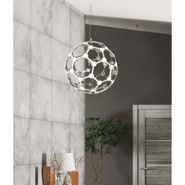 Searchlight Magic - hanglamp - Ø 51 x 174 cm - 65W LED incl. - chroom en wit