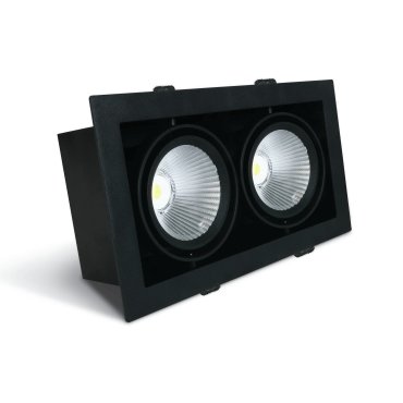 ONE Light COB Box Type Shop -  inbouwspot - 350 x 185 mm, 320 x 160 mm inbouwmaat - 2 x 30W LED incl. - zwart - warm witte lichtkleur
