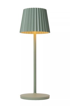 Lucide Justine - draadloze buiten tafellamp met laadstation - Ø 13,5 x 38 cm - 2W dimbare LED incl. - IP54 - groen