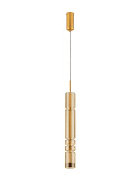 Nova Luce Bento - hanglamp - Ø 8 x 180 cm - 12W LED incl. - messing goud en cognacglas