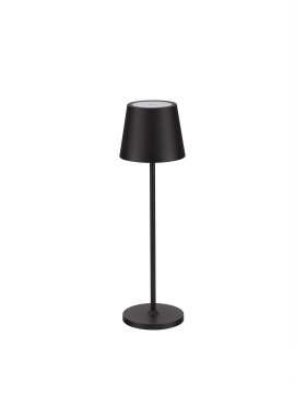 Nova Luce Seina - oplaadbare tafellamp - Ø 11,4 x 39,5 cm - 2W dimbare LED incl. - IP54 - zandzwart