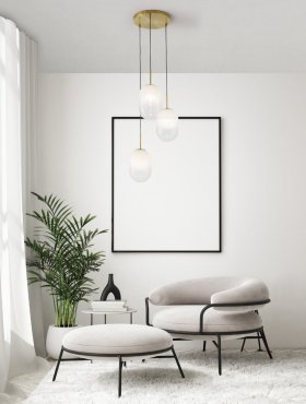 Nova Luce Chrysi - hanglamp - Ø 43 x 120 cm - messing goud en wit
