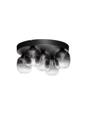 Nova Luce Kita - plafondlamp - Ø 45 x 22 cm - 28W dimbare LED incl. - zandzwart en rokerig glas
