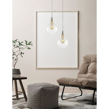 Nova Luce Filo - hanglamp - Ø 16 x 120 cm - chroom en goud