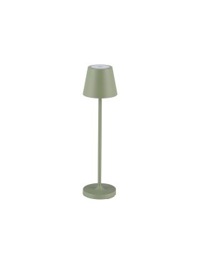 Nova Luce Petit - oplaadbare tafellamp - Ø 7 x 28 cm - 2W dimbare LED incl. - IP54 - olijfgroen