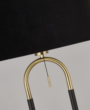 Searchlight Jazz - tafellamp - Ø 37 x 63 cm - zwart en satijn messing