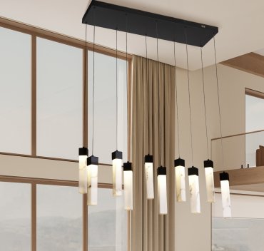 Searchlight Moonbeam - hanglamp - 93 x 25 x 150 cm - 56W dimbare LED incl. - zwart