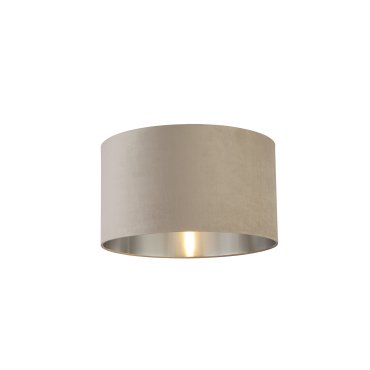 Searchlight Drum Shade - lampenkap - Ø 45 x 26 cm - taupe en geborsteld zilver