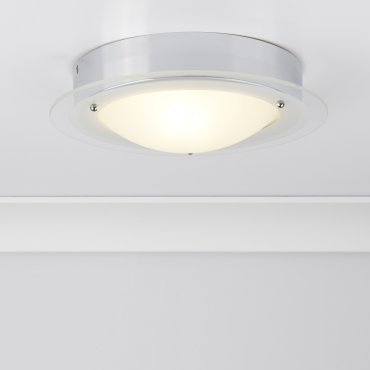 Searchlight Bathroom Flush - plafondlamp badkamer - Ø 30 x 10 cm - IP44 - chroom