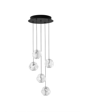 Nova Luce Ifos - hanglamp - Ø 30 x 150 cm - 25W dimbare LED incl. - zandzwart en chroomkleurig metaal