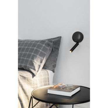 Faro Press - wandverlichting met schakelaar - 10,4 x 6,5 x 21,3 cm - 3W LED incl. - glanzend zwart en zwart