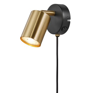 Nordlux Explore - wandlamp met schakelaar -  Ø 8 x 14,5 cm - goud met zwart