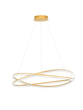 Nova Luce Ofelia - hanglamp met afstandsbediening - Ø 95 x 150 cm - 68W dimbare LED incl. - messing goud