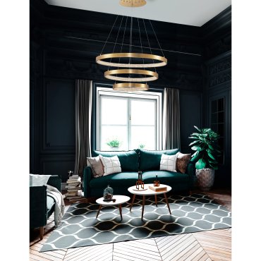 Nova Luce Preston - hanglamp - Ø 80 x 150 cm - 112W dimbare LED incl. - antiek goud messing