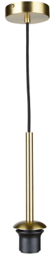 Artdelight Tube - hanglamp met strijkijzersnoer - Ø 10 x 150 cm - mat goud en zwart