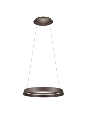 Nova Luce Ormi - hanglamp - Ø 45 x 150 cm - 38W dimbare LED incl. - geborsteld koffiebruin