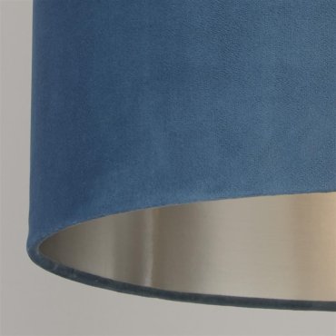 Searchlight Velvet Drum - lampenkap - Ø 28 x 18 cm - blauwgroen en zilver