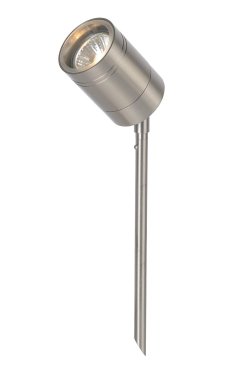 Lucide Arne - grondspot op piek met stekker - Ø 6,3 x 6,3 x 36 cm - 5W LED incl. - IP44 - satijn chroom