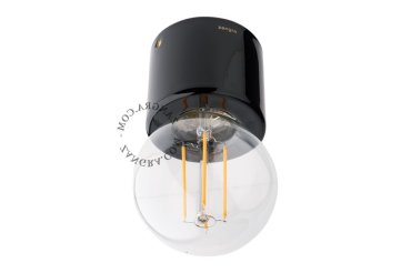 Zangra Puur Porselein - plafond/wandlamp - Ø8 x 7 cm - zwart