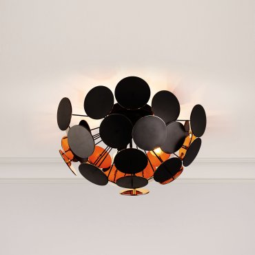 Searchlight Discus - plafondverlichting - Ø 52 x 27 cm - zwart en goud