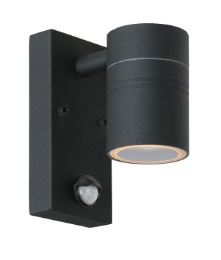 Lucide Arne - buiten wandverlichting met bewegingssensor - 6,3 x 12 x 16 cm - 5W LED incl. - IP44 - zwart