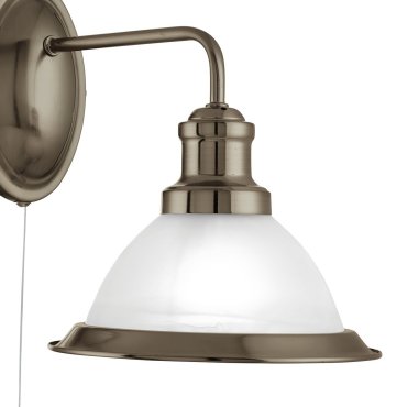 Searchlight Bistro - wandverlichting met trekschakelaar - 20 x 25 cm - antiek messing