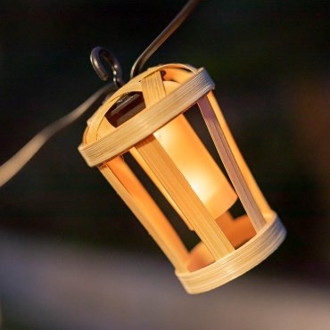 New Garden Hiama Garland Solar - lichtslinger op zonne-energie - 5 meter slinger - 10 LED-lampen incl. - IP44 - bamboe