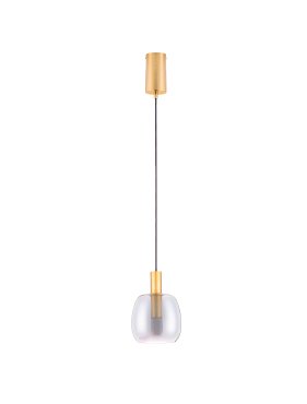 Nova Luce Imatia - hanglamp - Ø 16 x 215 cm - 7W LED incl. - messing goud en rokerig glas