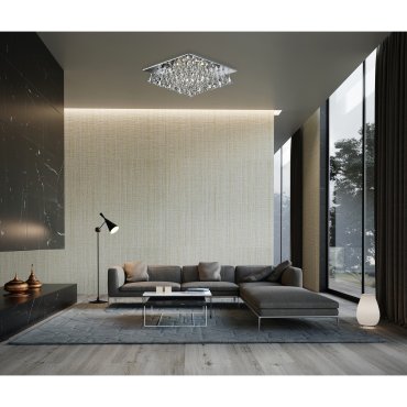 Searchlight Hanna - plafondverlichting - 44 x 44 x 17 cm - chroom