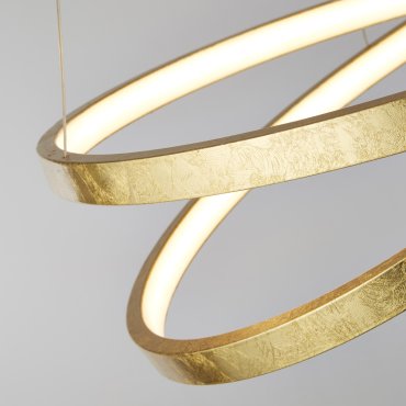 Searchlight Float - hanglamp - Ø 47 x 130 cm - 29W dimbare LED incl. - goud en wit