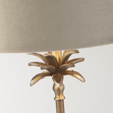 Searchlight Palm - tafellamp - Ø 38 x 65 cm - antiek nikkel en taupe