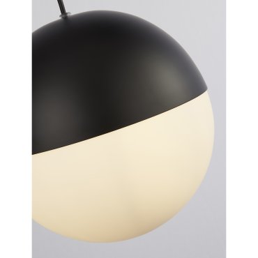 Searchlight Endor - hanglamp - Ø 25 x 150 cm - mat zwart en opaal wit