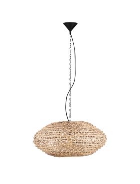 Nova Luce Bola - hanglamp - Ø 60 x 200 cm - natuurlijk en zwart