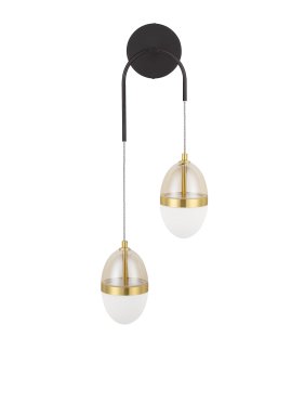 Nova Luce Egna - wandlamp - 27 x 76 x 14,5 cm - 24W LED incl. - opaal, cognacglas, goud en zwart