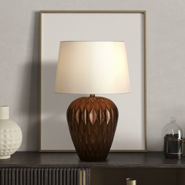 Searchlight Rosetta - tafellamp - Ø 40 x 58 cm - brons en wit