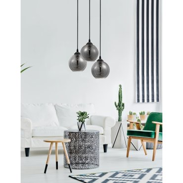 Nova Luce Adelina - hanglamp - Ø 30 x 120 cm - gerookt glas