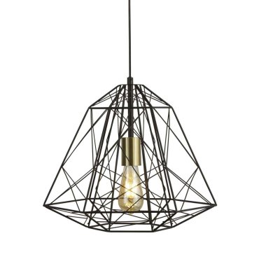 Searchlight Geometric Cage - hanglamp - Ø 39 x 150 cm - zwart