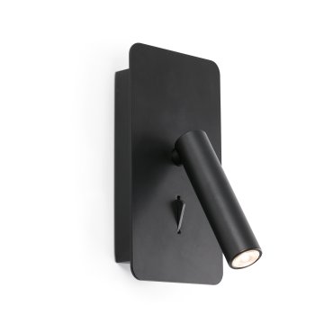 Faro Suau - wandverlichting met schakelaar en USB-poort - 9,5 x 14 x 17 cm - 3W LED incl. - mat zwart