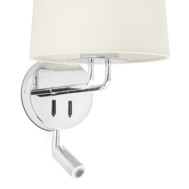 Faro Montreal - wandverlichting met schakelaar - 21,5 x 19 x 39 cm - 3W LED incl. - beige en chroom