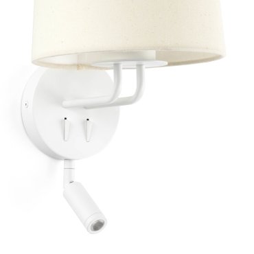 Faro Montreal - wandverlichting met schakelaar - 21,5 x 19 x 39 cm - 3W LED incl. - wit en beige