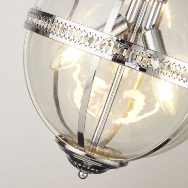 Searchlight Coronet - hanglamp - Ø 32 x 120 cm - chroom en transparant