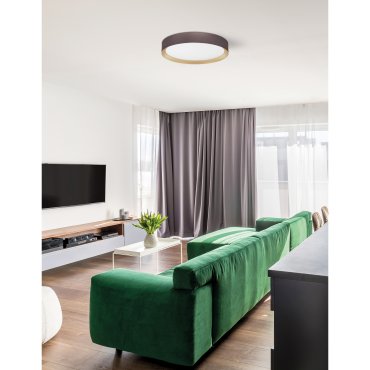 Nova Luce Luton - plafondverlichting - Ø 55 x 8,5 cm - 47W LED incl. - koffie bruin en mat wit