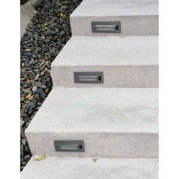 Nova Luce Krypton - inbouw wandverlichting - 13,5 x 8 x 5,5 cm - 3W LED incl. - IP54 - donkergrijs