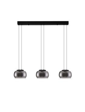 Nova Luce Bios - hanglamp - 82 x 167 x 18 cm - 25W dimbare LED incl. - mat zwart en rokerig grijs