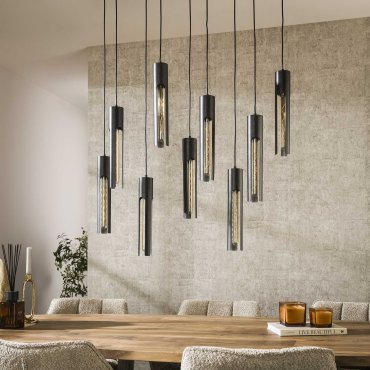 Vico Tube - hanglamp - 150 cm - zwart