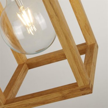 Searchlight Square - hanglamp - 20 x 20 x 120 cm - zwart en bruin