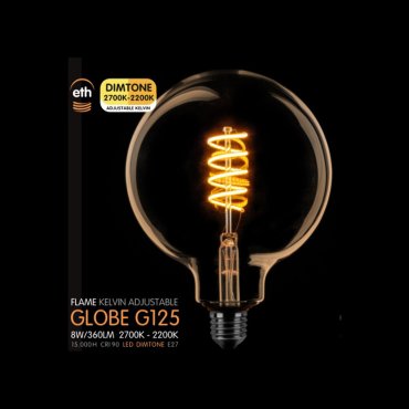 ETH LED Spiral Globe - Ø 12,5 cm - E27 - dimtone - 6W - 2700K tot 2200K - goud