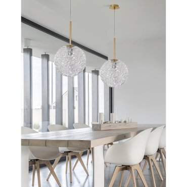 Nova Luce Mirano - hanglamp - Ø 30 x 180 cm - messing goud en transparant