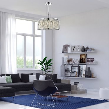 Searchlight Elise - hanglamp - Ø 35 x 110 cm -  chroom