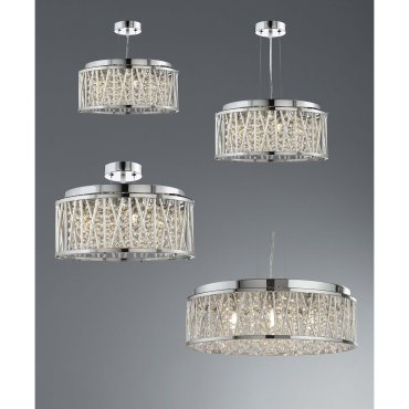 Searchlight Elise - hanglamp - Ø 30 x 134 cm - chroom